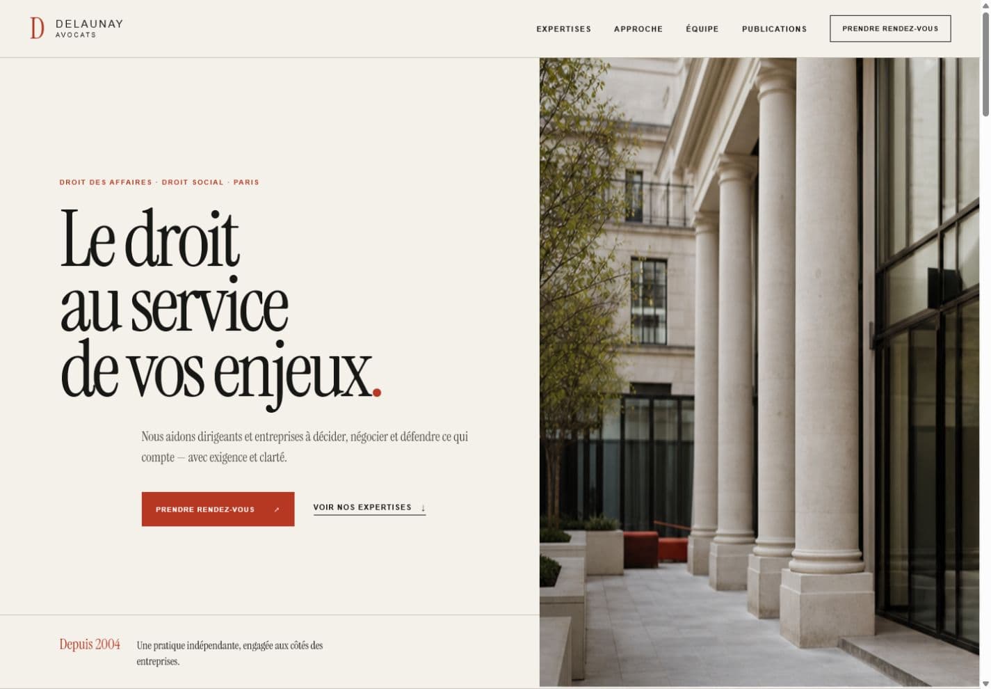 Aperçu du site du cabinet fictif Delaunay Avocats